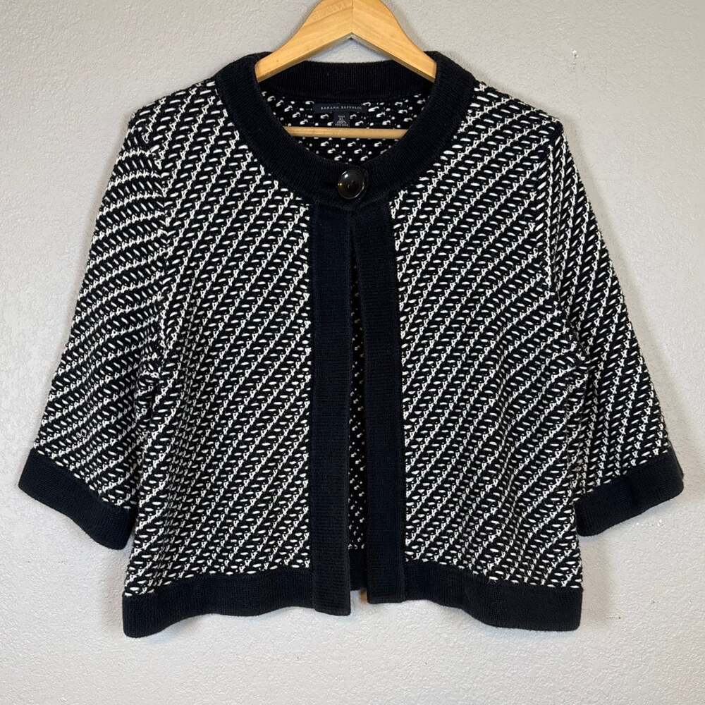 Banana Republic One Button Poncho Cardigan Black White Womens XL Tall Career